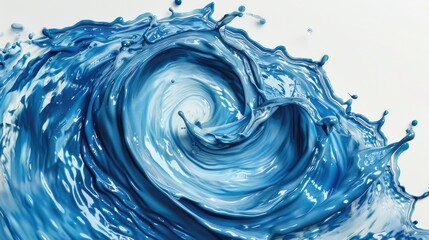 Poster - A large wave of blue water on a white background