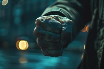 Poster - A close-up view of a person's hand grasping an item