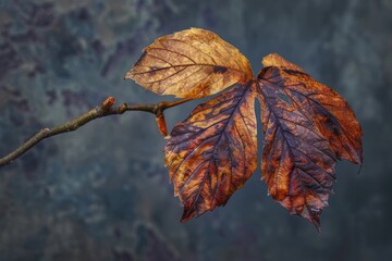 Poster - A detailed shot of a single leaf attached to its twig, with intricate details visible