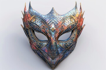 Poster - A close-up view of a mask on a plain white background, perfect for representing anonymity or mystery