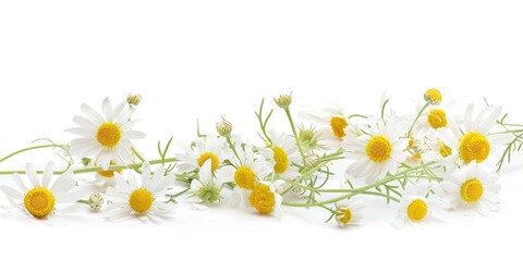 Poster - A still life image featuring a bouquet of white and yellow flowers arranged on a white surface