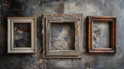 Aufkleber - Three vintage picture frames adorn a wall