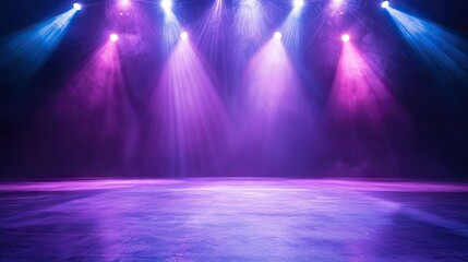 Canvas Print - Broadway stage background, spotlights shining, whimsical, bright, wallpaper style, photography