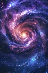 Poster - Cosmic landscape with spiral arms and twinkling stars