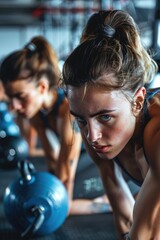 Poster - Fitness enthusiasts performing exercises in a modern gym setting