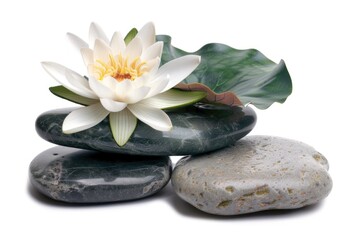 Aufkleber - A single white flower perches atop a rocky outcropping, surrounded by natural texture