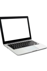 Poster - A laptop computer is sitting on a white surface, ready for use