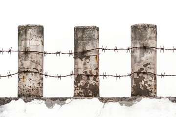 Poster - A fence with sharp edges and metal wires at the top, often used for security or boundary marking