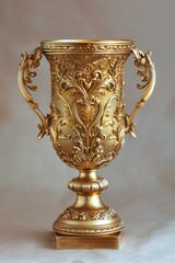 Poster - A gold vase sits atop a table with a simple background
