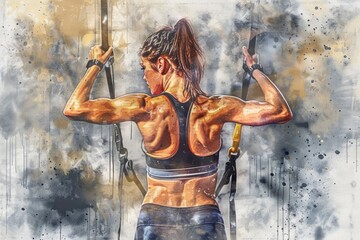 Poster - A person performing pull-up exercises, great for fitness and workout themes