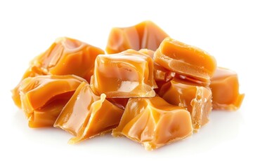 Wall Mural - Pieces of caramel on a white surface