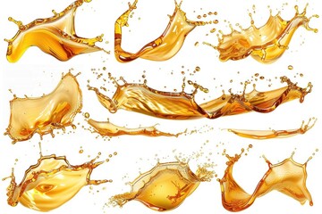 Poster - A collection of colorful liquid splashes on a white background, ideal for use in presentations or designs where you want to add some dynamic visual interest