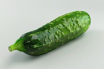 Poster - A single green cucumber on a clean white surface