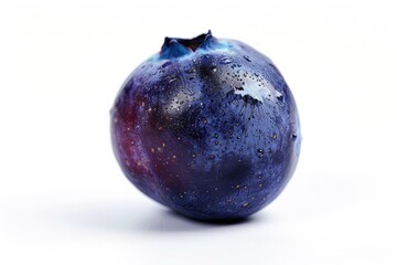Poster - A close-up shot of a single blueberry on a white surface