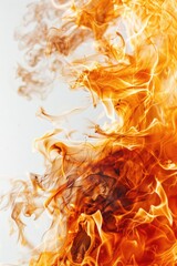 Poster - A close-up shot of a burning flame on a white background