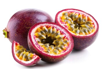 Poster - Fresh passion fruit slices on a white surface