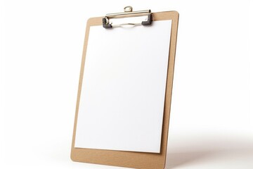 Poster - A close-up shot of a white clipboard with an attached sheet of paper, ready for writing or drawing