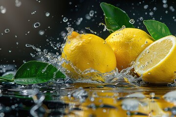 Poster - A bunch of fresh lemons soaking in water
