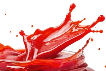 Poster - A jar of ketchup with a splash of red liquid on the side