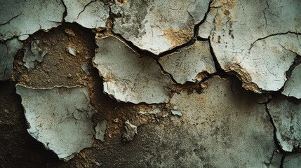 Wall Mural - Close-up of cracked and peeling paint on a textured surface.