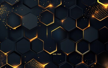 Wall Mural - Abstract Hexagon Pattern with Glowing Edges