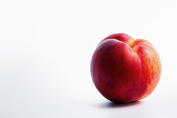 Poster - A single fresh peach sits on a white surface