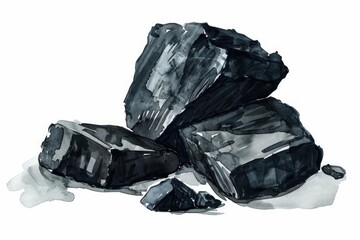 Poster - A black and white drawing of a pile of rocks, suitable for use in minimalist designs or abstract art