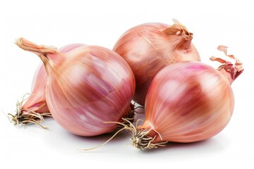Poster - A group of onions sitting on a white surface