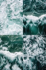 Wall Mural - Aerial view of ocean waves crashing against the shore