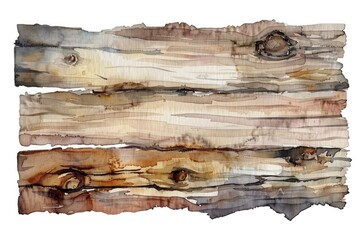 Canvas Print - A beautiful watercolor illustration of a wooden log with intricate details