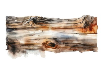 Poster - A watercolor painting of a wooden surface with a unique grain pattern