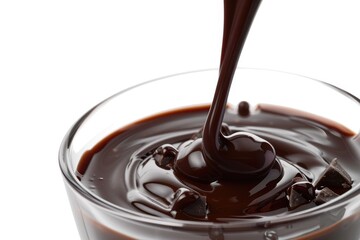 Aufkleber - A glass filled with rich chocolate and a spoon stuck in it, ready for a sweet treat