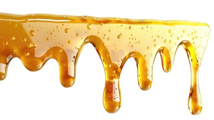 Aufkleber - A single drop of honey falls from a spoon, highlighting the sticky and sweet substance
