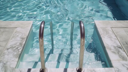 Poster - A pool with steps leading into the water, ideal for swimming or relaxing by the water's edge