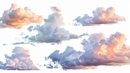 Poster - A collection of clouds floating in the blue sky, great for weather or nature-themed projects