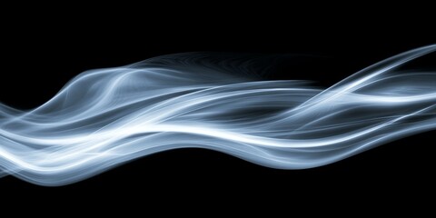 Poster - Gentle wisps of white smoke swirl elegantly in a dark space, evoking a serene atmosphere and intriguing visual depth