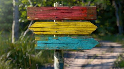 Aufkleber - A wooden directional sign with multiple arrows pointing in various directions