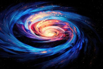 Poster - A spiral-shaped object in the middle of a galaxy, great for space or astronomy-themed designs