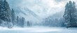 © Jittapon - Dramatic heavy snowfall blanketing a serene and majestic mountain landscape creating a picturesque winter wonderland scene  The snowy forest and frozen terrain exude a tranquil