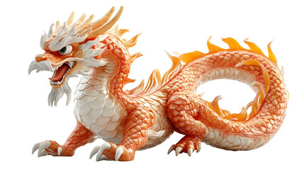 Fiercely Protective Guardian Dragon Isolated on Plain White Background