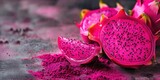 Pink dragon fruit with its distinctive seeds, showcasing a close-up of the fresh and healthy produce.