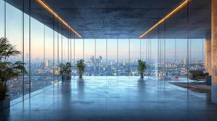 Wall Mural - A modern office space with a stunning city view.