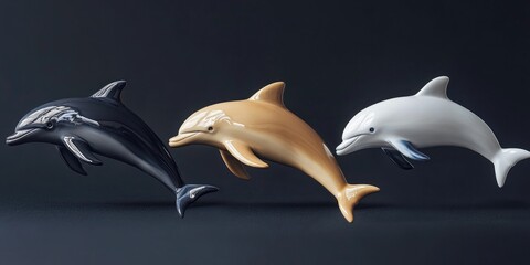 Poster - Three plastic dolphins