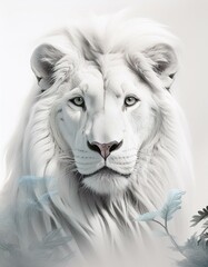 Poster - white lion head