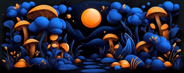 Enchanting, whimsical illustration of a magical forest with mystical creatures and hidden paths, clipart, imaginative