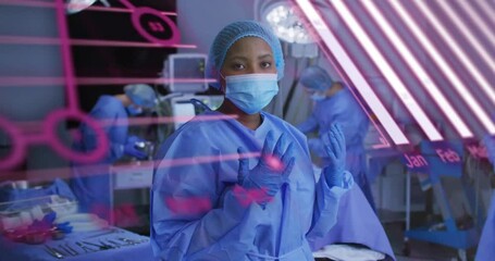 Poster - Animation of data processing and diagrams over diverse surgeons in operating room