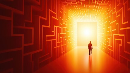 Wall Mural - navigating the maze of sales: a figure navigating through a maze with walls made of sales graphs and