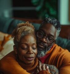 A diverse couple, with one partner who is a cancer patient, showing love and support for each other during treatment, either at home or in a medical setting. Outdoor nature wellbeing mental health.