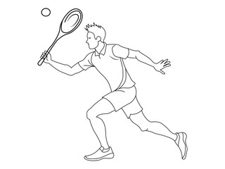 Batminton player single line art drawing vector illustration