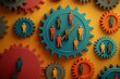 © Taras Vykhopen - Conceptual art piece showcasing gears filled with figures to symbolize human capital in business